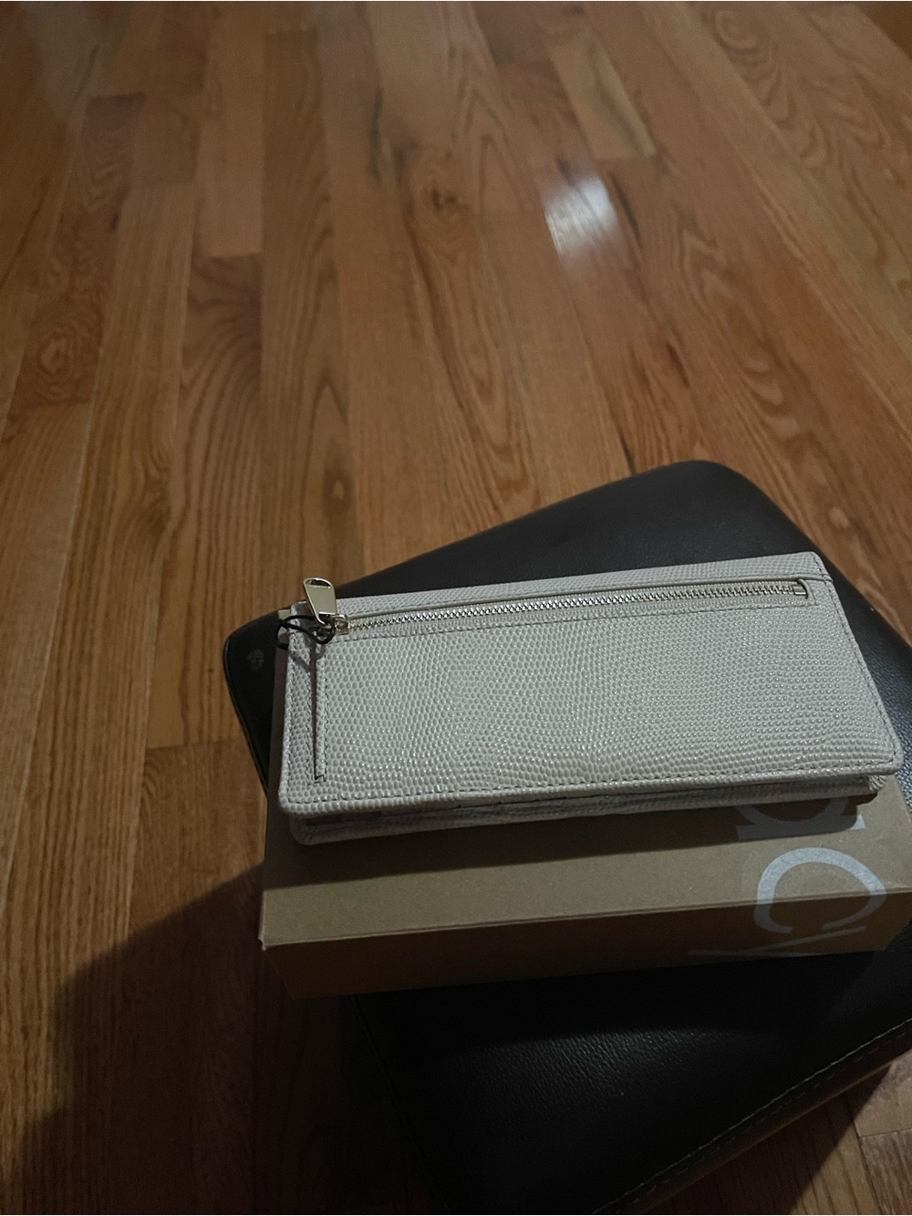 Brahmin Textured Zip Wallet in Light Gray and Silver Hardware